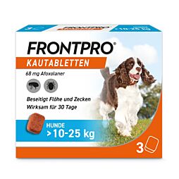 FRONTPRO Kautabletten für Hunde gegen Zecken & Flöhe Größe L 10-25kg 3 Stück