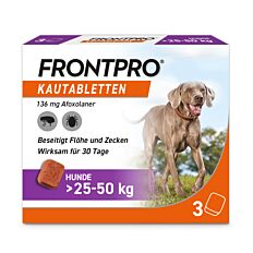 FRONTPRO Kautabletten für Hunde gegen Zecken & Flöhe Größe XL 25-50kg 3 Stück